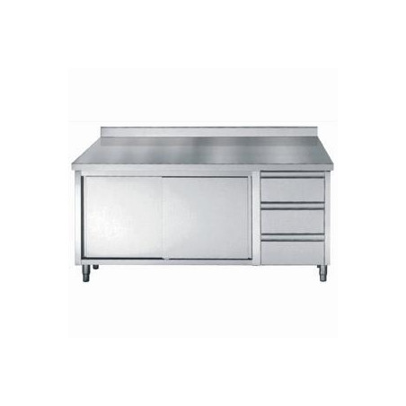 Stainless Steel Low Cabinet CombiSteel - 2 Doors and 3 Drawers