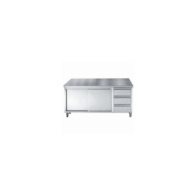 Stainless Steel Base Cabinet GN 1/1 - 2 Doors and 3 Drawers - L 2000 x D 700 mm - CombiSteel