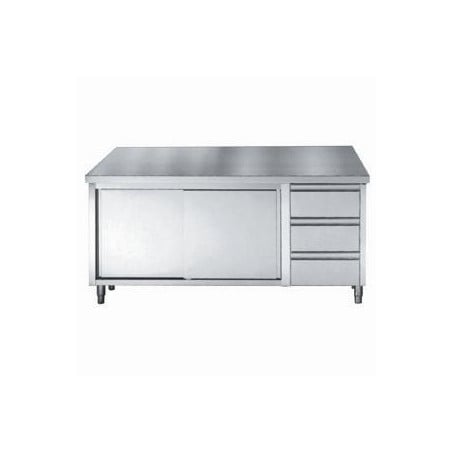 Edelstahl-Unterschrank GN 1/1 - 2 Türen und 3 Schubladen - L 2000 x T 700 mm - CombiSteel