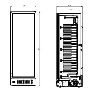 Schwarzer Negativ-Kühlschrank - 1 Glastür - 382 L - CombiSteel