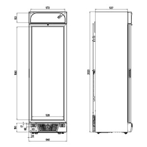 Weiße negative Kühlvitrine 382L 1 Glastür CombiSteel