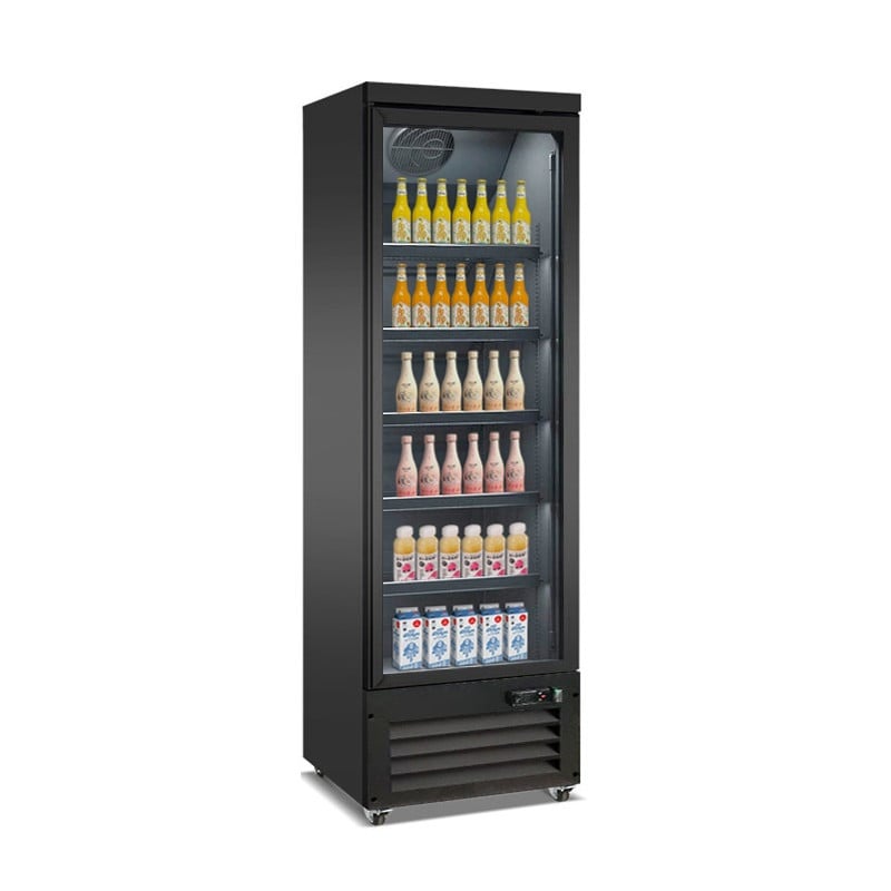 Black Beverage Display Case with 2 Glass Doors - 450 L