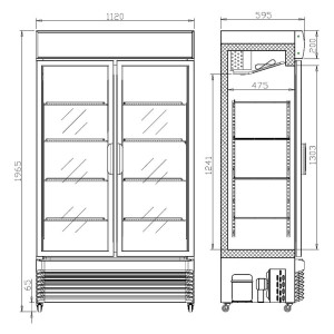 Getränkekühlschrank mit 2 Glastüren - 750 L