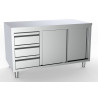 Meuble Inox Bas GN 1/1 - 2 Portes et 3 Tiroirs à Gauche - L 2000 x P 700 mm - CombiSteel