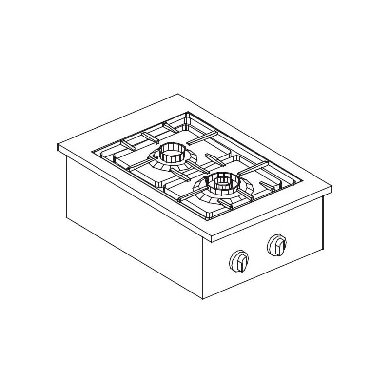 Cuisinière à Gaz Drop-In - 2 Brûleurs - 7000 W - CombiSteel