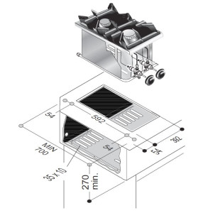 Cuisinière à Gaz Drop-In - 2 Brûleurs - 7000 W - CombiSteel