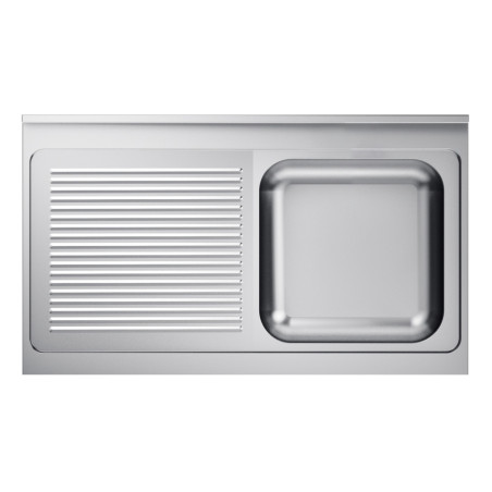 Spüle 1 Becken und Abtropffläche links mit Rückwand - L 1200 x T 600 mm - CombiSteel