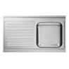 Spüle 1 Becken und Abtropffläche links mit Rückwand - L 1200 x T 600 mm - CombiSteel