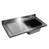 Spüle 1 Becken und Abtropffläche links mit Rückwand - L 1200 x T 600 mm - CombiSteel