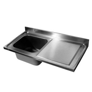 Sink 1 Bowl and Drainer on the Right with Backsplash - L 1200 x D 600 mm - CombiSteel