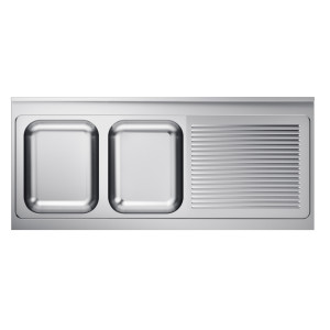 Professional Stainless Steel 2-Bowl Sink with Right Drainer - CombiSteel 2000x600mm