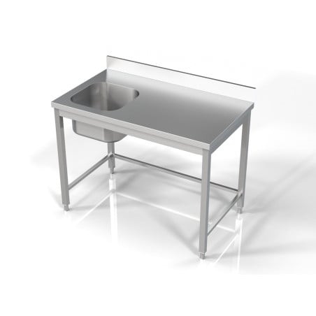 Sink 1 Basin on the Left with Backsplash - L 1200 x D 700 mm - CombiSteel