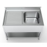 Sink 1 Basin and Drainer on the Left Stainless Steel - L 1200 x D 700 mm CombiSteel