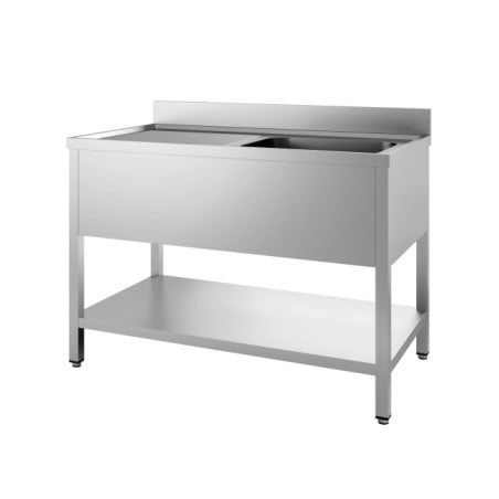 Plonge 1 Stainless Steel Sink - Left Drainer - Removable Shelf - 1600x700 mm CombiSteel