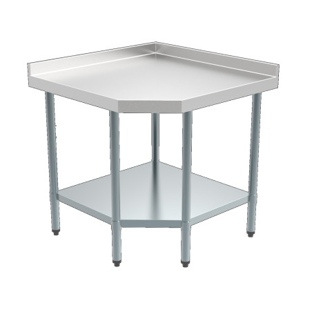 Angular detachable table with backsplash and shelf - Stainless steel furniture CombiSteel