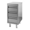 Stainless Steel Low Cabinet with 3 Drawers - L 400 x D 700 mm - CombiSteel