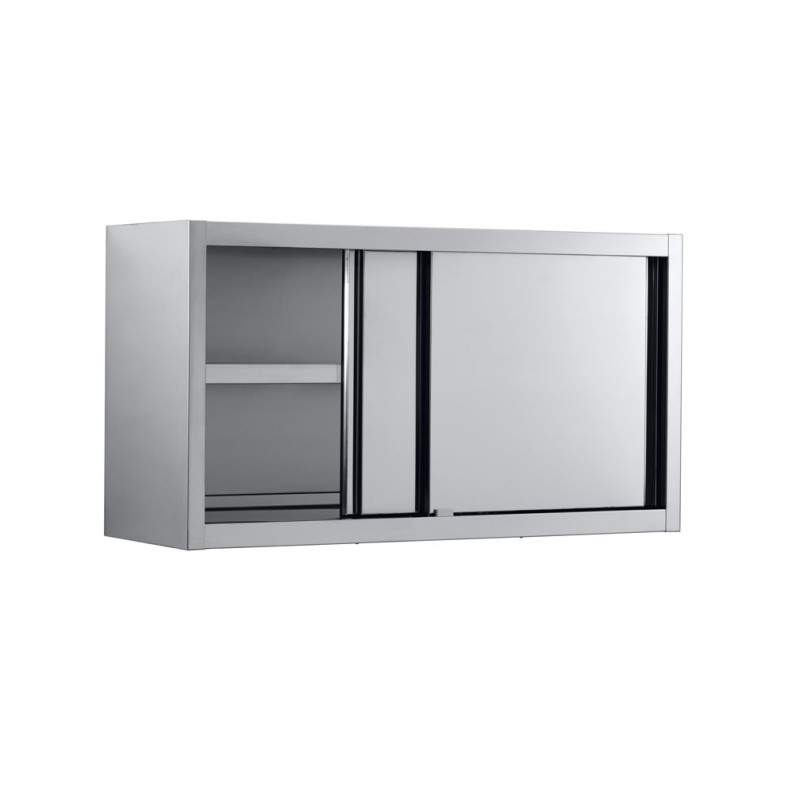 Wall Cabinet with Sliding Doors in Stainless Steel - Professional Kitchen