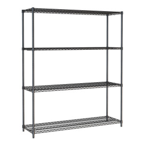 4-Tier Detachable Shelf Black - L 1500 x D 450 mm - Robust & Spacious