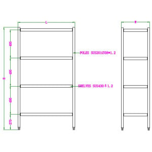 4-Level Detachable Shelf - L 1200 x D 500 mm - CombiSteel