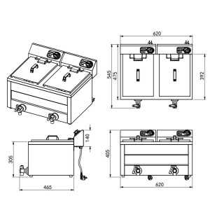 Friteuse Electrique Professionnelle - CombiSteel 2x 8L 2x 3000W