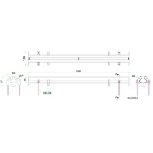 Goûtière à Fente Connectable - 1000 x 65 mm