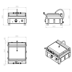 Grill Panini Simple CombiSteel - Glatte und gerillte Platten professionell