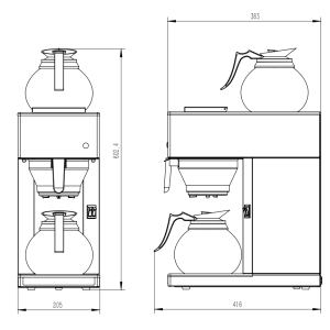 CombiSteel Coffee Machine with 2 Carafes - 1.8 L | Professional Stainless Steel