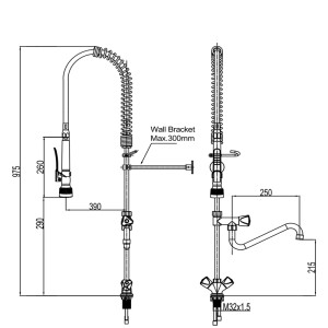 Douchette Vaisselle Monotrou en Acier Inoxydable - Performance et Fiabilité