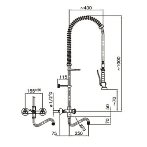 Bi-Hole Wall-Mounted Dish Shower - CombiSteel Quality!