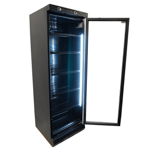 Black Glass Door Beverage Refrigerated Cabinet - 382 L