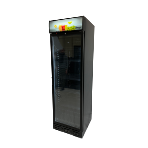 Black Glass Door Beverage Refrigerated Cabinet with Canopy - 382 L