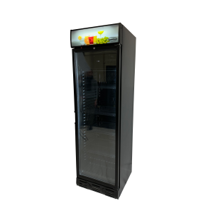 Black Glass Door Beverage Refrigerated Cabinet with Canopy - 382 L