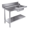 Loading table with shelf and backsplash on the left - 1200x750 mm - CombiSteel