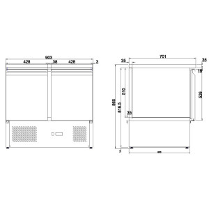 Positive Refrigerated Table 2 Doors - 257 L CombiSteel: Efficient and Compact