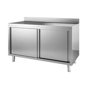 Edelstahl-Unterschrank mit 2 Türen und Aufkantung - B 1400 x T 700 mm - CombiSteel