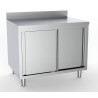 Stainless Steel Low Cabinet 2 Doors with Backsplash - Stainless Steel 600 mm