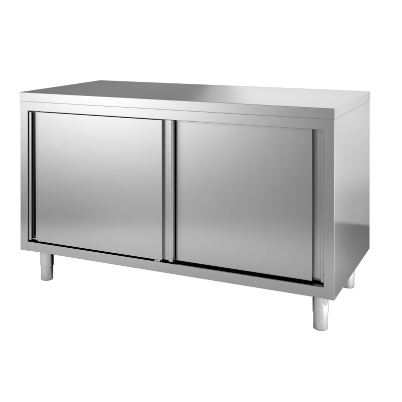 Edelstahl-Unterschrank mit 2 Türen - B 1600 x T 600 mm - CombiSteel Edelstahl-Unterschrank mit 2 Türen - B 1600 x T 600 mm - CombiSteel
