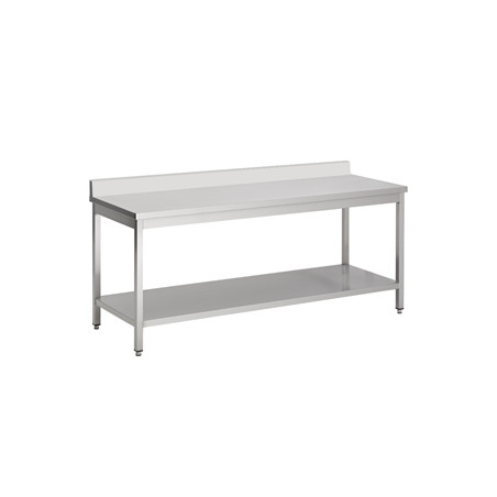 Table Inox avec Dosseret et Etagère - L 1800 x P 600 mm