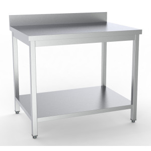 Stainless Steel Table with Backsplash and Shelf - L 1400 x D 700 mm