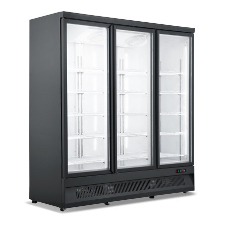 Schwarze negative Kühlvitrine - 1450 L - 3 Glastüren CombiSteel