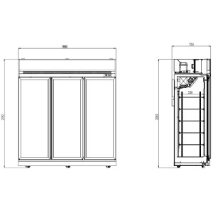 Vitrine Réfrigérée Négative Inox - 3 Portes Vitrées - 1480 L CombiSteel - Surgelés & Glaces optimal.