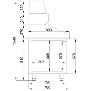 Pizza-Möbel CombiSteel - 1 Tür, 5 Schubladen & 380 L