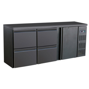 Refrigerated Back Bar 537L 1 Door 4 Drawers Black - Combisteel