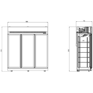 Positive Kühlvitrine mit 3 Glastüren - 1530 L - CombiSteel