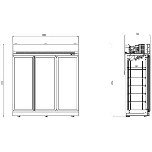 Positive Refrigerated Display Case 3 Glass Doors - 1530 L CombiSteel