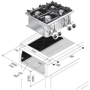 Drop-In CombiSteel Gas Cooktop - 4 Professional Burners