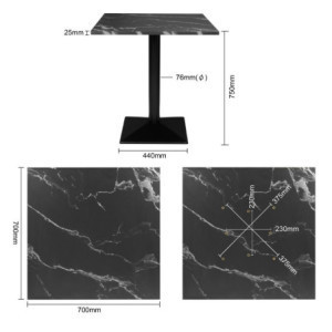 Quadratischer Tisch mit Steineffekt Schwarz - 70 x 70 cm - Bolero