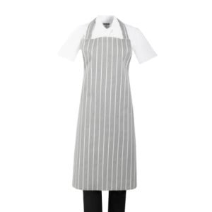 Gestreifte graue und weiße Latzschürze - Whites Chefs Clothing