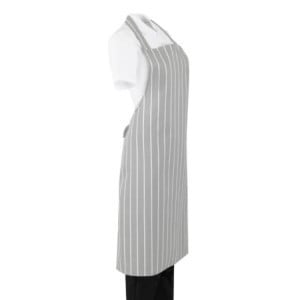 Tablier Bavette Rayé Gris et Blanc - Whites Chefs Clothing