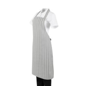 Tablier Bavette Rayé Gris et Blanc - Whites Chefs Clothing